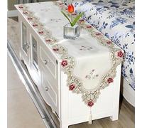 Chemin de table brodé en dentelle florale / tissu jacquard de gaze translucide pour fête de mariage décoration d'intérieur / nappe de table tendance moderne / 40 x 150 cm (40 x 150 cm 5#)