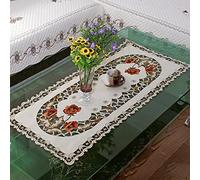 Chemin de table brodé, Nappe rectangulaire blanche, Chemin de table brodé floral à motifs de marguerite pour petite table, décoration de la maison