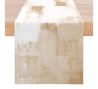 Chemin de Table Brun Clair Blanc Cassé 33x183cm Moderne Lin Cuisine Table Décoration Printemps Automne Hiver Été Vintage Rustique pour Anniversaire Mariage Noël Fêtes Vacances Décoratif D'intérieur