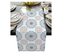 Chemin de Table Chemins de Table décoratifs en Lin avec Texture Fleurs, for Table à Manger, décor Mariage, décoration fête Domicile(D,260X33cm 102x13inch)