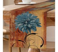 Chemin de Table Coloré Rétro avec Feur Décoration de Table de Ferme Rustique Peinture à l'huile Chemin de Table D'appoint Nappe Décorative 40 x 140 cm pour Cuisine Café Vacances Fêtes Mariage