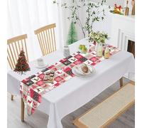 Chemin de Table de Noël,180 cm x 35.5 cm Chemin de Table en Coton et Lin de Noël,Nappe Imprimée Noël,Nappe de Table Noël Lavable,Noel Table Decoration,Linge de Table Classique pour Salle à Manger