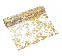 Chemin de Table Doré en Polyester, Décoration Moderne pour Buffet | Effet Métallisé Discret, Motif Fin à Reflets, Pliable et Facile à Découper, pour Restaurant, Café, Console