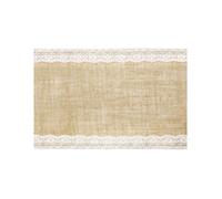 Chemin de table en jute bordures dentelle 28 cm x 2,75 m - Beige