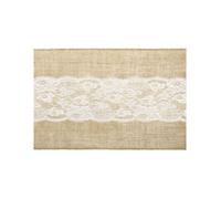 Chemin de table en jute centre dentelle 28 cm x 2,75 m découpable