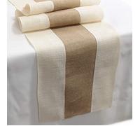 Chemin de table en Jute, deux couleurs épissées, décoration de maison de style rétro naturel, réunion de famille,
