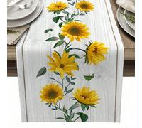 Chemin De Table En Lin À Grain De Bois De Tournesol D'été, Foulards De Commode, Décor De Table, Cuisine De Ferme, Chemins De Table À Manger, Décorations De Mariage 180x33cm,150x33cm,200x33cm,275x33cmP
