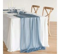 Chemin de table en mousseline de soie bleu brume scintillant, tissu transparent pour rideaux de mariage, nappe de table, nappe de table en tulle romantique, rideau de mousseline pour extérieur, draper