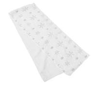 Chemin de Table en Peluche à Sequins Flocons Argenté Décoration Festive | Tissu Doux Blanc, Accent Élégant pour Buffet ou Console, Mariage, Centre de Table et Ambiance Hivernale