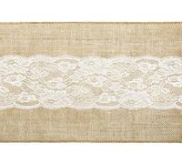 Chemin de table en toile de jute - 28 cm x 2,75 m - Rouleau de ruban de jute avec dentelle - Décoration de table vintage