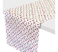 Chemin de table enduit 45x150 cm CERISES Blanc