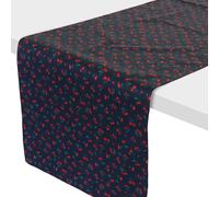 Chemin de table enduit 45x150 cm CERISES bleu Marine