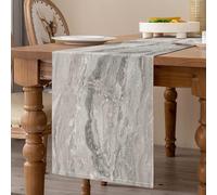 Chemin de Table Gris Aspect Lin Moderne Chemin de Table de Haute Qualité Vague Abstrait Toile de Jute Facile d'entretien pour Salle à Manger Vacances Rétro Décoration 40x140 CM