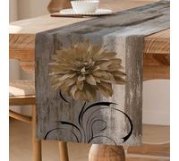 Chemin de Table Gris Rétro avec Feur Décoration de Table de Ferme Rustique Peinture à l'huile Chemin de Table D'appoint Nappe Décorative 40 x 240 cm pour Cuisine Café Vacances Fêtes Mariage