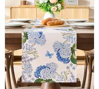 Chemin de Table Hortensia Fleuri Printanier, Nappe Moderne, Décoration de Table Estivale pour La Cuisine Et Les Repas, Décoration Intérieure pour Les Fêtes, Lavable, 40x140 cm
