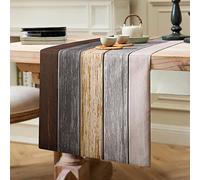Chemin de Table Marron - Moderne - Décoration de Table de Cuisine - pour l'intérieur et l'extérieur - Vacances - Décoration de Salon - 40 x 140 cm - en Lin - Automne