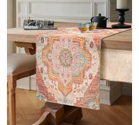Chemin de Table Moderne Coton Lin Orange Chemin de Table Tissu Rectangulaire Décoratif Chemins de Table Bohème Géométrique Table Tabletop Decor pour Farmhouse Décoration 40 x 140 cm