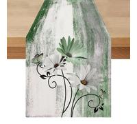 Chemin de Table Moderne Vert 40 x 140 cm Fleur Chemin de Table Ferme Extérieur Lsolation Thermique Imperméable Printemps D'été Lavable Cuisine Décoration pour Café Fêtes Mariage