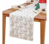 Chemin de Table Noel, 35x180 cm Peluche Blanche à Paillettes Arbre de Noël Modèle pour Fête Décoration Intérieure et Extérieure d'hiver
