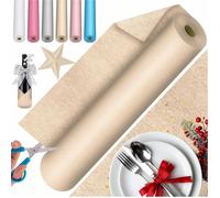 Chemin de table non tissé crème - KESSER - 25 m x 30 cm - Résistant à l'eau - Lavable - Résistant à la déchirure