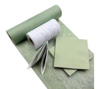 Chemin de Table Non tissé, Ruban en Dentelle Blanche, 40 Serviettes