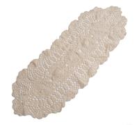Chemin de table ovale vintage en coton blanc dentelle napperon motif floral crochet creux pour table de salle à manger, café, hôtel, restaurant décoration 30 x 70 cm fait à la main style campagnard