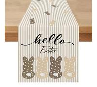 Chemin de Table Paques Lapin Moderne Large 33 X 183 Blanc Printemps Tissus Lavable Lin Décoration de Table Pâques Fête Intérieure Extérieure pour Cuisine Décor de Salle À Manger