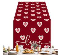 Chemin de table pour la Saint-Valentin, décoration de table, motif cœur rouge, décoration de fête, pour la Saint-Valentin, la fête des mères, un mariage, décoration romantique