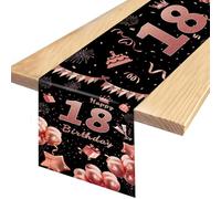 Chemin de Table pour Un Anniversaire de 18 Ans, Or Rose, Nappe colorée Happy Birthday, Nappe d'anniversaire avec confettis Or Rose, décoration de Table pour garçon et Fille, 180 x 35 cm