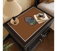 Chemin de Table Protecteur de Commode Rustique en Cuir PVC Marron, Housses de Table de Nuit pour Table d'appoint/Buffet/Table Basse, pour Chambre de Chevet(Style-1,30x65cm)