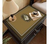Chemin de Table Protecteur de Commode Rustique en Cuir PVC Marron, Housses de Table de Nuit pour Table d'appoint/Buffet/Table Basse, pour Chambre de Chevet(Style-2,35x35cm)