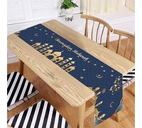 Chemin de Table Ramadan Mubarak - Décorations de Table - Lanterne de mosquée du Ramadan - Décoration de fête Islamique Happy Ramadan Mubarak - Fournitures de fête - 180 x 35 cm