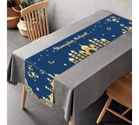 Chemin de Table Ramadan Mubarak - Décorations de Table - Lanterne de mosquée du Ramadan en Lin - Décoration de fête Islamique Happy Ramadan Mubarak - Fournitures de fête - 180 x 35 cm