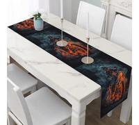 Chemin de Table Rock & Roll Moto Lavable 40x140cm, Nappe en Lin Feu Flamme Décoration de Table Fumé Fumée sur-Nappe pour Cuisine et Table Basse
