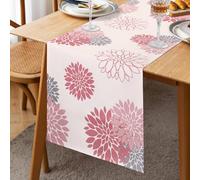 Chemin de Table Rose Gris Dahlia Floral Chemins de Table Lin Moderne 33x183 cm Attrayant Ferme Table Centre Décor pour Commode Armoire Table TV Cuisine Salle À Manger Table Fête Banquet Mariage