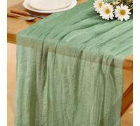Chemin de Table Vert Sauge BohèMe Tendance, 280 X 80 CM Chemin de Table en éTamine Rustique pour Mariage, Fête d'anniversaire, Baby Shower, DéCoration de Table de Cuisine
