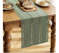 Chemin De Table Vert Sauge, Boho Macramé En Coton Et Lin, Style Cottage, Nappe Moderne Pour Table À Manger, Table De Cuisine[IN3]