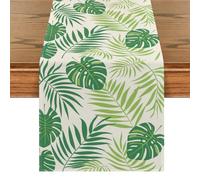 Chemin de Table Vert Sauge en Lin Été Printemps 40x200 cm Table Runner Tropical Feuille Moderne Rustique de Ferme Décoration de Cuisine pour Salle à Manger Décoration d'Intérieur Mariage