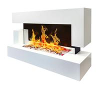 Chemin'Arte - Cheminée électrique murale Quartz 120 cm LED effet flammes Blanche - Garantie 2 ans