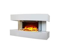 Chemin'Arte - Cheminée électrique murale Lounge Medium - Flammes 3D LED, 2000W, Blanche