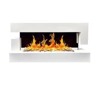 Chemin’Arte Cheminée Électrique LEDs Murale Design Quartz 3XL 150 cm - Blanche - Effet Flammes - Conçue en France - Chauffage 2000W Thermostat électronique - Garantie 2 Ans