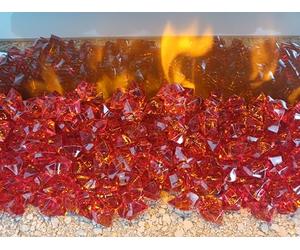 CHEMIN'ARTE Pierre décorative cristaux rouge en fibres de verre pour Cheminée éléectrique - Sublime l''effet flammes de votre cheminée