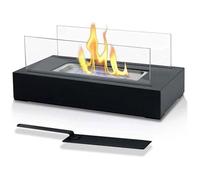 Cheminée à bioéthanol de table portable acier inoxydable et verre intérieur et extérieur