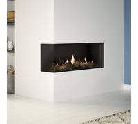 Cheminée à gaz DRU Global 100 BF Corner RCE Gauche, Noir lisse, Erdgas G20 (H/E)