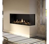 Cheminée à gaz DRU Global 120 BF Corner RCE Droite, Noir lisse, Erdgas G20 (H/E)