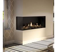 Cheminée à gaz DRU Global 120 BF Corner RCE Gauche, Noir lisse, Erdgas G20 (H/E)