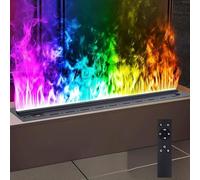 Cheminée à vapeur d'eau 3D atomisée avec flamme atomisée simulée intégrée, brumisateur décoratif, télécommande, écran tactile, flamme multicolore, minuterie, bûches en cristal, sans chauffage, 120 cm