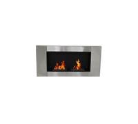 HOMCOM Cheminée bioéthanol insert cheminée encastrable brûleur 2*1.5 L, 110L x 14,5l x 54H cm Couverture 25-30 m² Acier inox Aosom France