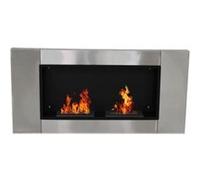 HOMCOM Cheminée bioéthanol insert cheminée encastrable brûleur 2*1.5 L, 110L x 14,5l x 54H cm Couverture 25-30 m² Acier inox Aosom France