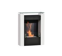 Cheminée bioéthanol design contemporain - étagère, pare-feu verre trempé 6 mm - brûleur 1,5 L - contrôle de flamme et manche inclus - acier noir